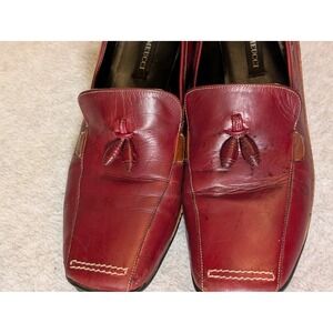 Sesto Meucci Italian Red Leather Tassel Square Toe Loafers Size 9M Women  READ